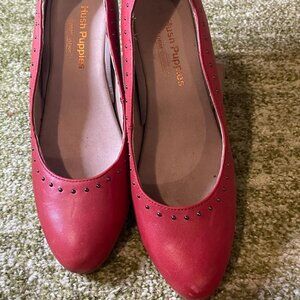 Red hush puppies shoes